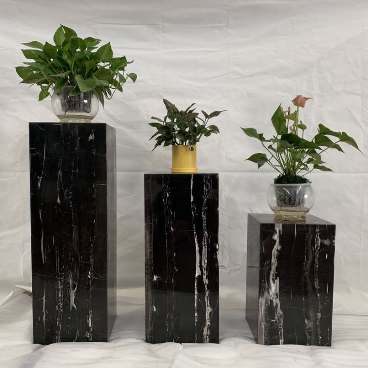 Silver Dragon Marble Flowerpot Pillar