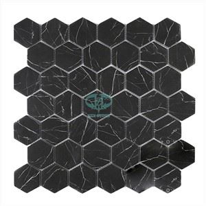 Nero Marquina hatszögletű csempe