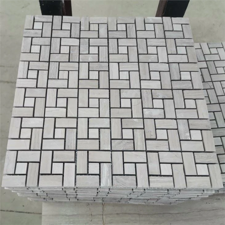 Basket weave white wood marble mosaic tile