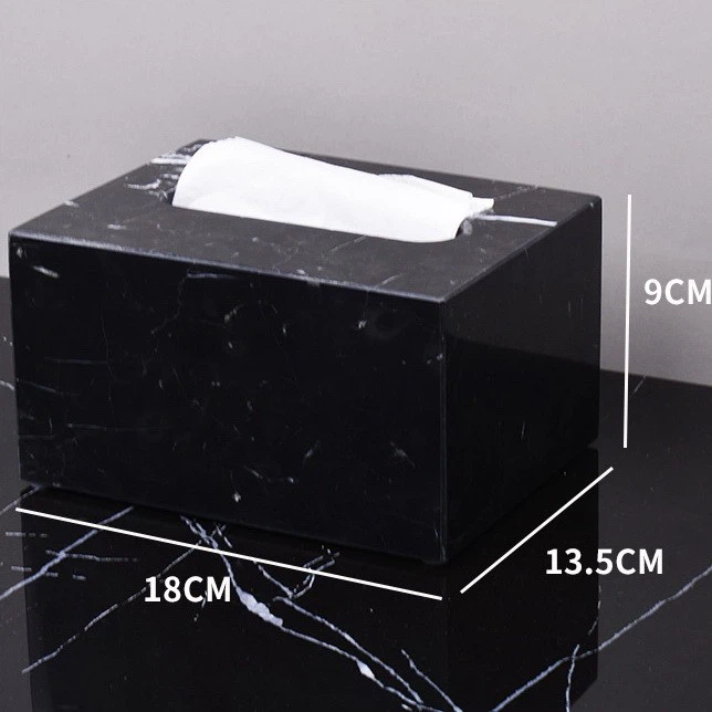 Natural Marble Black And White Root Tissue Box